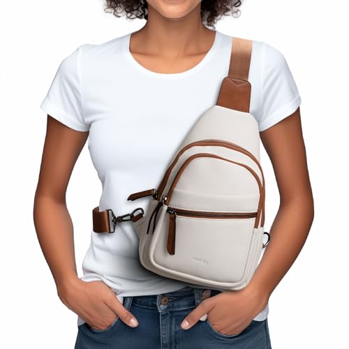 Large Sling Bag for Women Crossbody Purse Leather Fashionable Trendy Chest Bag for Travel