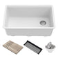 White 30 in Undermount Granite Kitchen Sink KGUW1