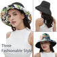 Womens Sun Hats Wide Brim Reversible Bucket Cotton Hat Packable Summer Travel Cap with Hat Clip