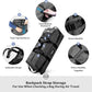 45/80/100L Rolling Duffel Bag with Wheels, X-Large Durable Travel Duffle + Toiletry Bag, Heavy Duty, Packable with Shoulder Straps- Use as Luggage or Backpack, Men/Women (Black)