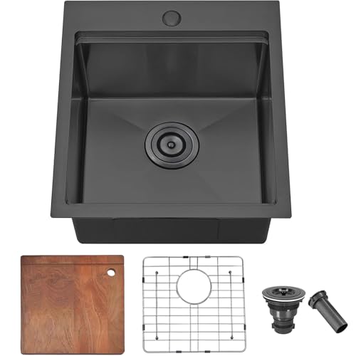 17x19 Inch Black Drop in Bar Sink