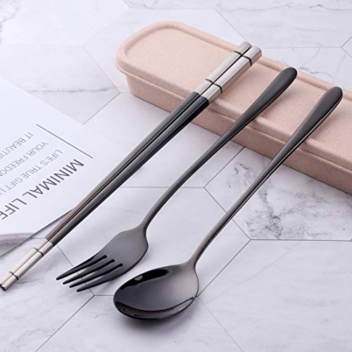 3 PCS Outdoor Flatware Set Fork Spoon Chopsticks