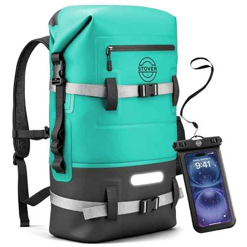30/40/55L Waterproof Dry Backpack & Phone Case - Large Floating Dry Bag for Kayaking, Travel, Hiking, Fishing, Camping, Motorcycles & Beach, Heavy-Duty Roll Top Men/Women (Teal)