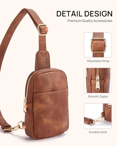 Crossbody Bags for Women Leather Cross Body Sling Bag for Woman Travel Mocha Brown