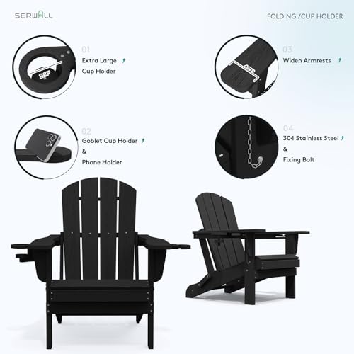 Outdoor Adirondack Chair Set of 4 with Cup Holders (4 Count)