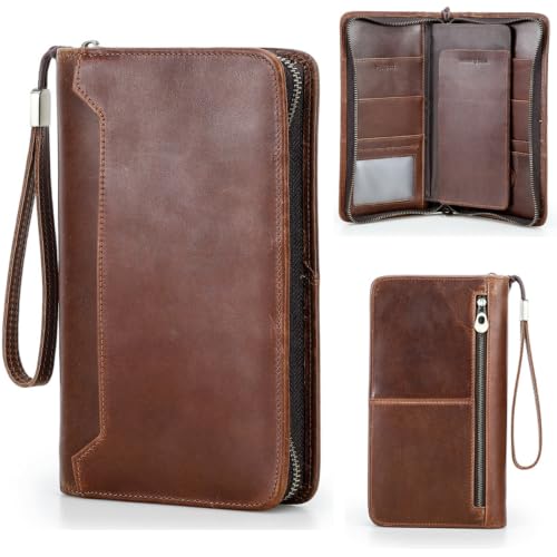 Top Grain Leather Travel Passport Wallet Organizer Case for Families