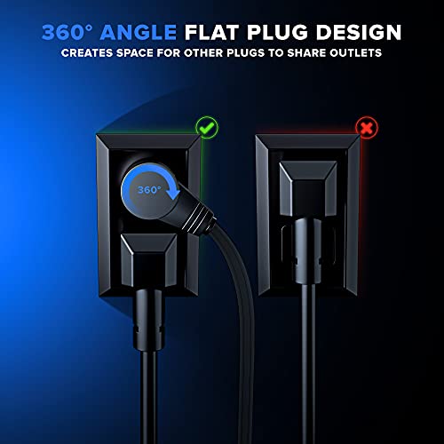 1 Ft UL 360° Rotating Flat Plug Extension Cord
