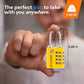 Dual-Opening: Key or Combination Access Lock, TSA Approved Locks for Luggage, Pelican case, Travel, Gym, School, Stainless Steel Shackle.(Yellow, 4 Pk)
