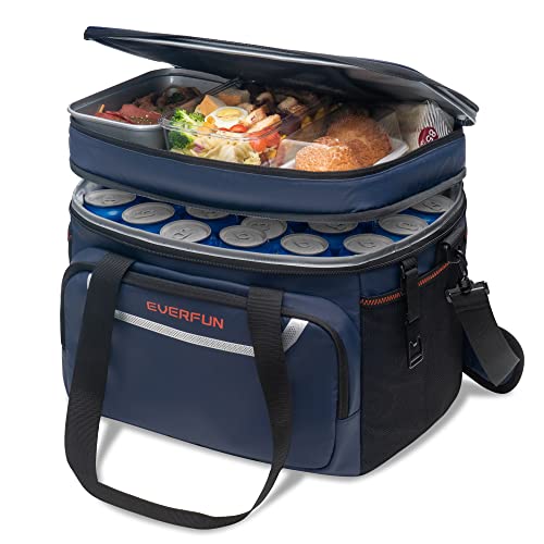 Large Soft Cooler Bag Insulated Cooler 48 Can Dual Compartments Collapsible Waterproof Leak (48 Count)