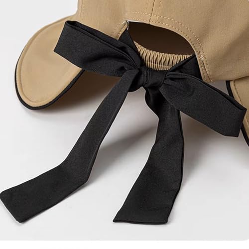 Wide Brim Hats for Woman Foldable Hats Sun Hats for Women uv Protection Bowknot Bucket hat Adjustable hat with Ponytail Hole Khaki