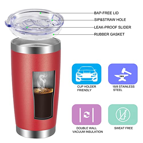 20oz Tumbler with Lid and Straw Stainless Steel Tumbler Cup Bulk Vacuum Insulated Double Wall Travel Coffee Mug Powder Coated Coffee Cup (6 Count)