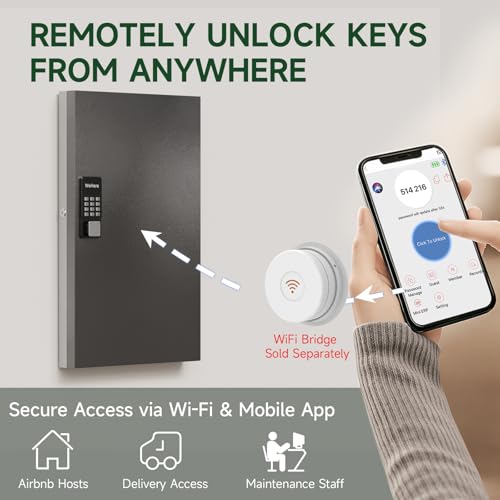 96 Key Lock Box Smart Key Organier Cabinet with Keypad & App for Office