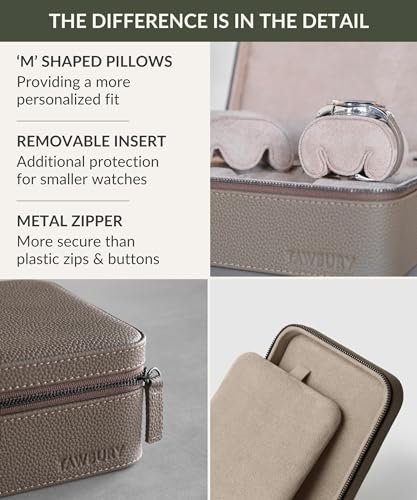 Watch Case 3 Slot Portable Watch Storage Box for Home & Travel with Extra Wide Pillows for Large Watches and Compartment for Accessory Storage