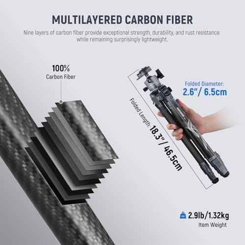 LITETRIP LT34 62" Travel Tripod Carbon Fiber with Removable 360° Panorama Head