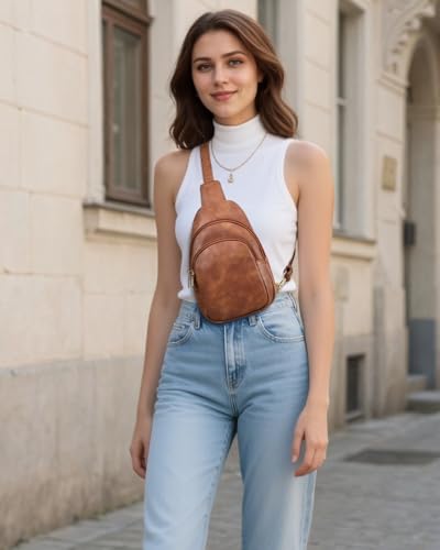 Crossbody Bags for Women Leather Sling Bag for Woman Travel Brown