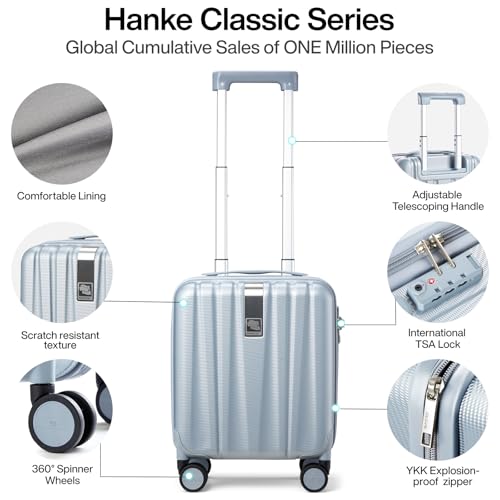 14 Inch Underseat Carry On Luggage with Wheels Hard Shell Suitcases Carry On Bag Lightweight Small Mini Suitcase Travel Luggage for Travel（Gray）