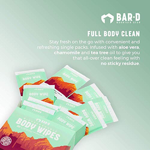 Bar D Cleansing Face & Body Wipes for Women and Men (20 Count)
