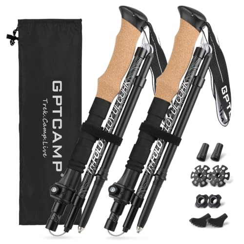 Folding Trekking Poles 7075 Aluminum Lightweight for Travel (2 Count)