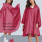 Adult Rain Poncho Waterproof Hooded Zipper Raincoat with Pockets