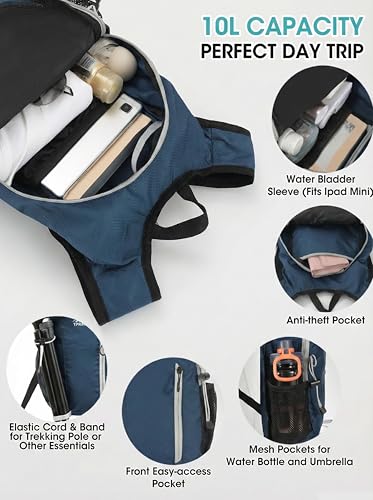 Foldable Small Hiking Backpack with 3 Strap Pockets