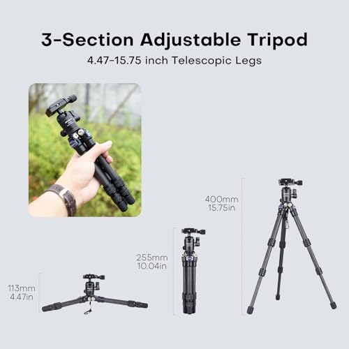 15.75" 0.99 lbs Mini Carbon Fiber Tripod