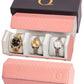Ladies Leather Watch Roll Travel Case for 3 Watches