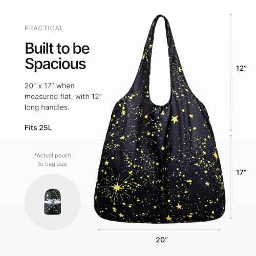 XL 25L Tote Foldable Packable Reusable Grocery Shopping Bag