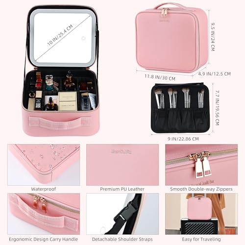 Travel Makeup Bag with LED Mirror