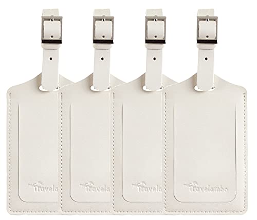 4 Pack Leather Luggage Tags for Suitcases Travel Labels (4 Count)
