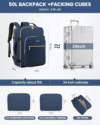 50L Travel Backpack Flight Approved Carry on Backpack