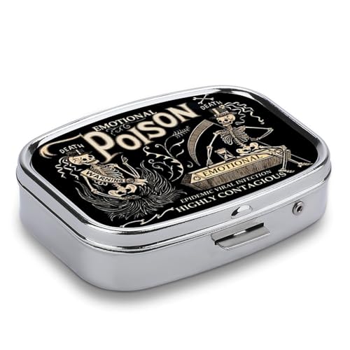 Metal 2 Compartment Pill Organizer Travel Friendly Portable Compact Pill Box Cute Pill Case to Hold Vitamins
