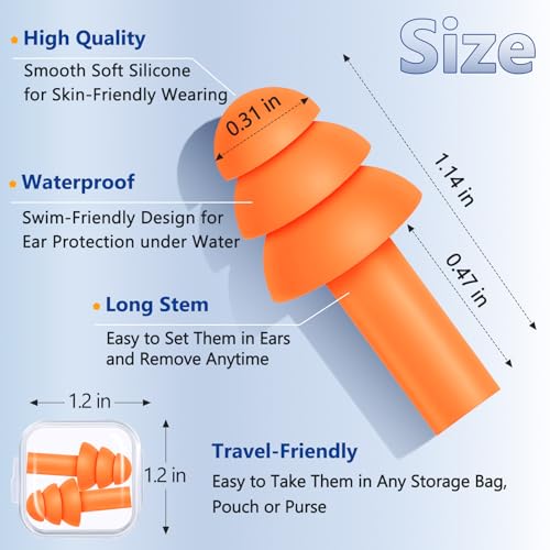 100 Pairs Reusable Silicone Ear Plugs for Sleeping Noise Cancelling (100 Count)