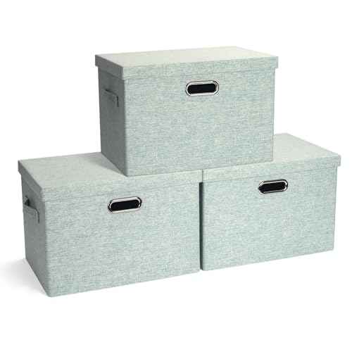 Storage Bins with Lids Fabric Closet Organizers Cubes Office Organization (3 Count)