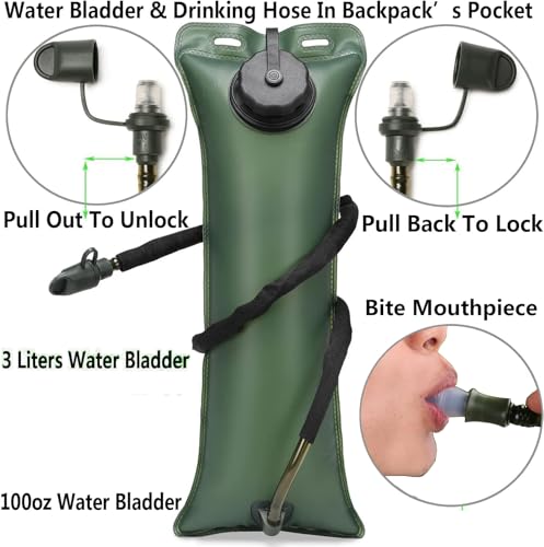 Tactical Water Hydration Pack Military 3L Water Bladder Carrier Backpack Leakproof for Running Jogging Cycling Hiking