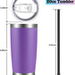 20oz Tumbler with Lid and Straw Stainless Steel Tumbler Cup Bulk Vacuum Insulated Double Wall Travel Coffee Mug Powder Coated Coffee Cup (12 Count)