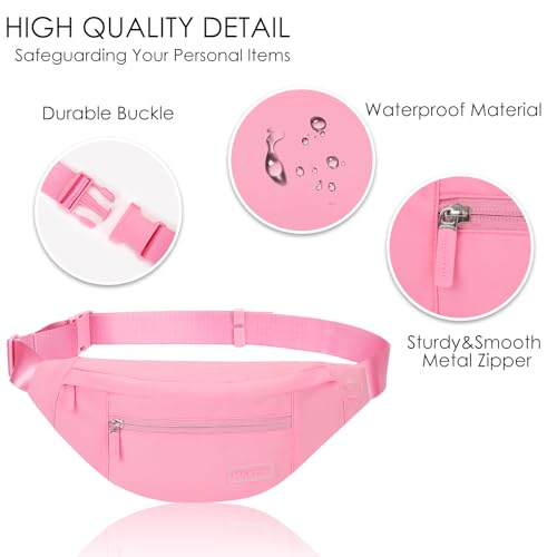 Large Pink Fanny Pack for Women Trendy Cross body Bag with Key Chain