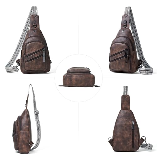 7L Crossboydy Sling Bag for Women Vegan Leather Crossbody Purse Fanny Pack Chest Bag for Travel