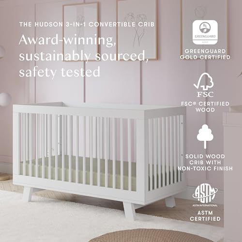 Hudson 3-in-1 Convertible Baby Crib, White