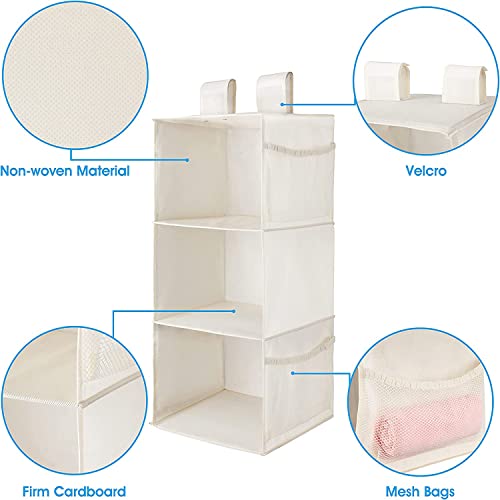 2 Pack 3 Shelf Hanging Closet Organizer with 2 Velcro (2 Count)