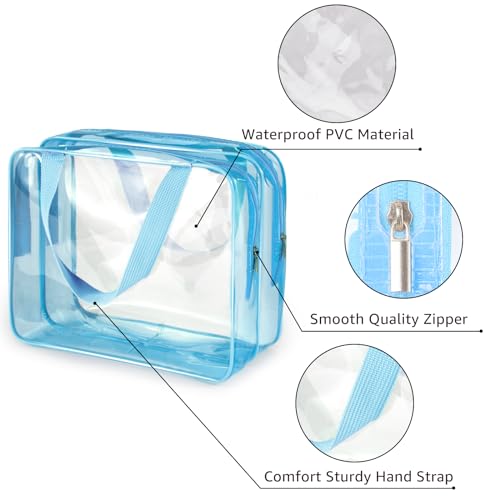 2Pcs Crystal Clear PVC Travel Toiletry Bag Kit for Women Men (2 Count)