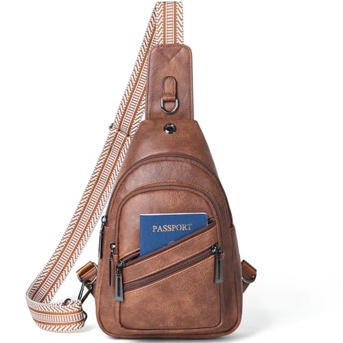 7L Crossboydy Sling Bag for Women Vegan Leather Crossbody Purse Fanny Pack Chest Bag for Travel