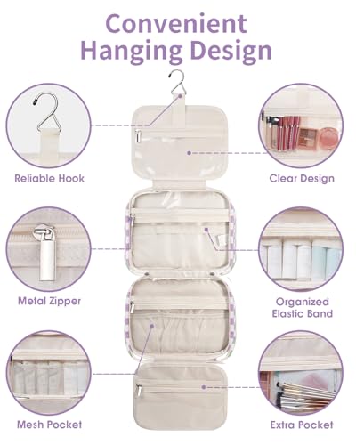 Travel Toiletry Bag for Women Large Hanging Makeup Bag Organizer Toiletries Bag for Full Size Essentials Accessories Cosmetics