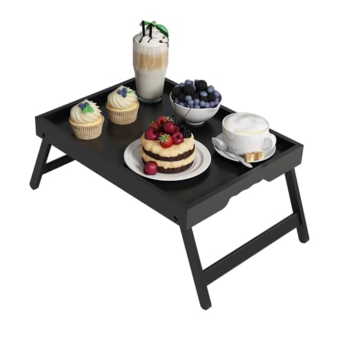 Bamboo Bed Tray Table with Folding Legs