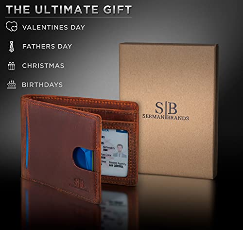 RFID Blocking Slim Bifold Genuine Leather Thin Minimalist Front Pocket Wallets for Men Billfold Wallet Men Gift