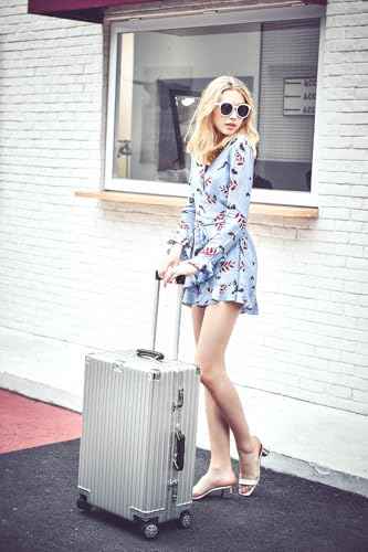 20 Inch All Aluminum Carry On Luggage with Leather Handle