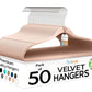 50 Pack New Premium Quality Velvet Hangers Ultra Thin Non Slip Adult Felt Space Saving Hangers for Closet Heavy Duty Coat Pants Jackets Dress Hangers 360° Swivel Hook Hold Upto 10lbs Rose Gold (50 Count)
