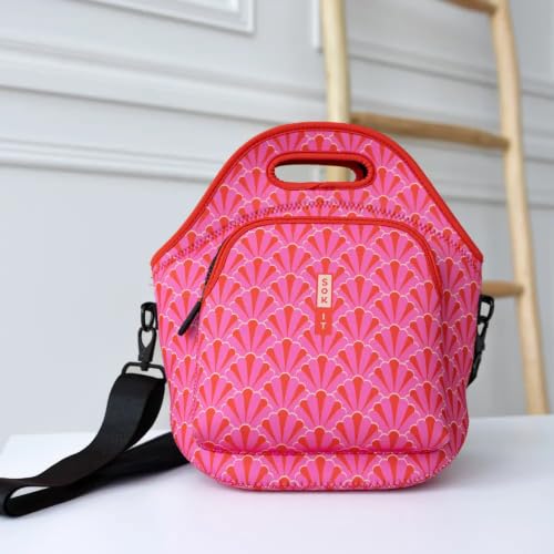 LunchTote Zippered Bag Insulated Neoprene Caddy (Pink Gatsby / X-Large 6.5 Quart Lunch Tote)