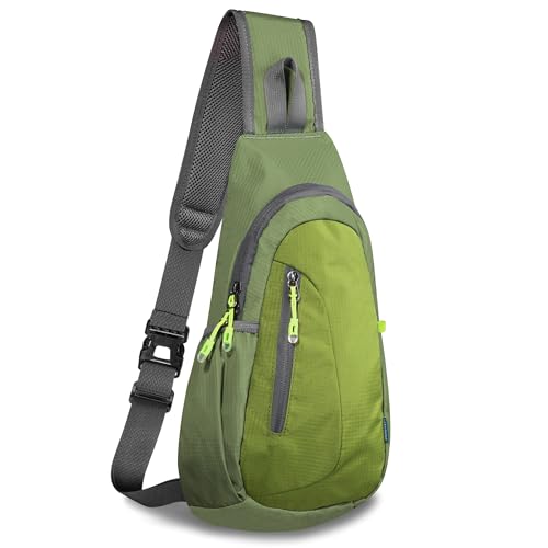 Small Sling Bag Lightweight Crossbody Bag for Women Men Hiking Backpack Travel Shoulder Bag Chest Daypack for Gym Work Outdoor Sports Army Green Grass Green