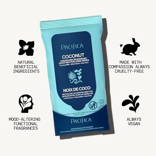 Beauty Coconut Milk & Essential Oils Underarm Deodorant Wipes (30 Count)