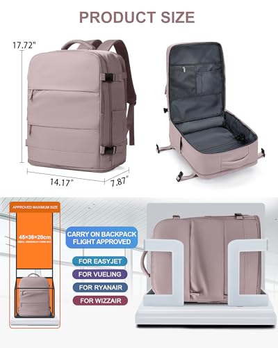 Large Travel Backpack Carry On for Women Man Waterproof Gym Backpacks with Laptop Compartment Mochila de Viaje Teacher Personal Item Backpack Rucksack Airplane Accessories Must Haves Lotus Pink